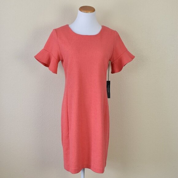 Tahari Dresses & Skirts - Tahari Cotton Gauze Ruffle Coral Dress NEW - 6